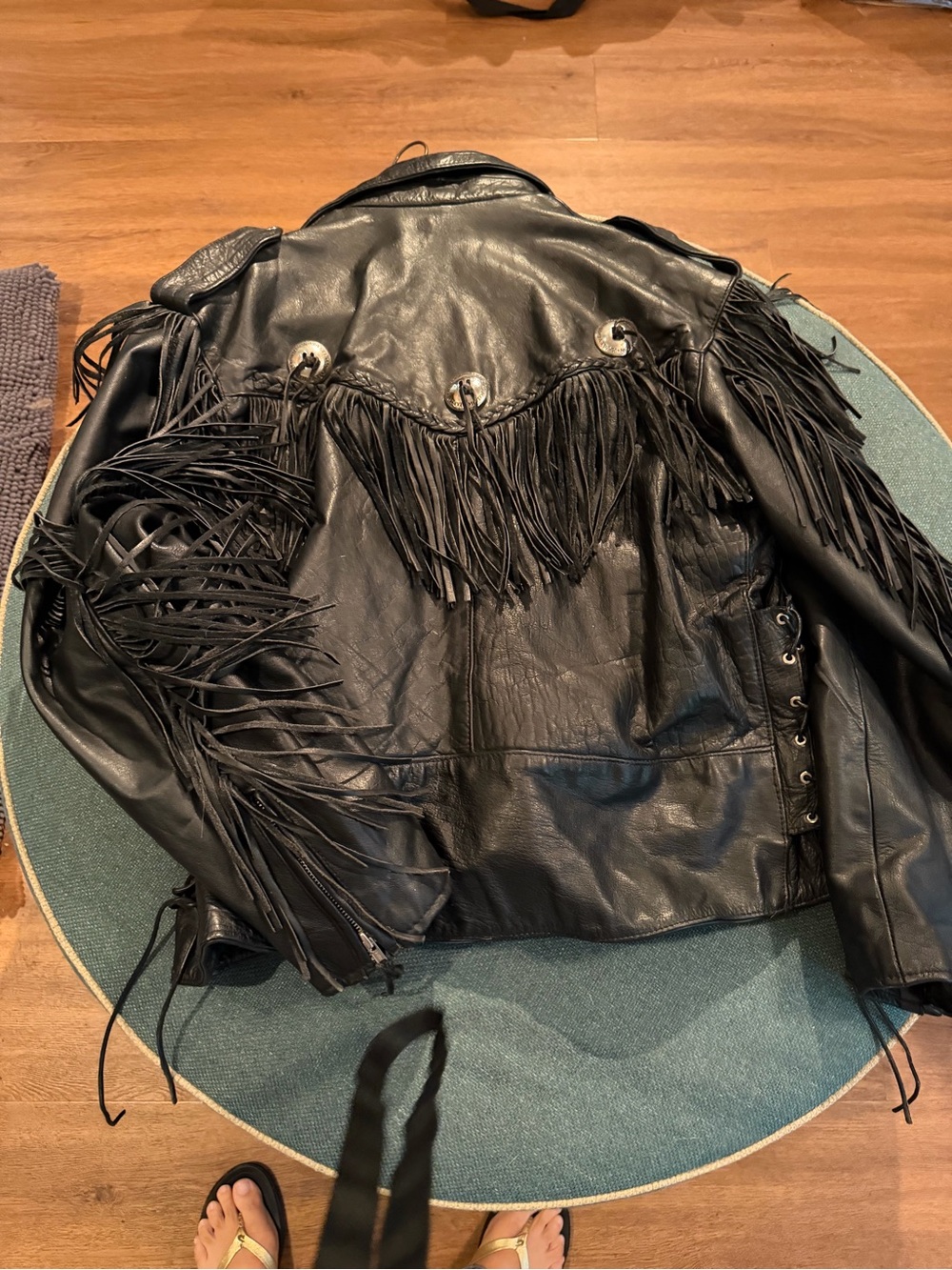 Harley-Davidson Black Leather Fringe Jacket - Picture 3 of 4